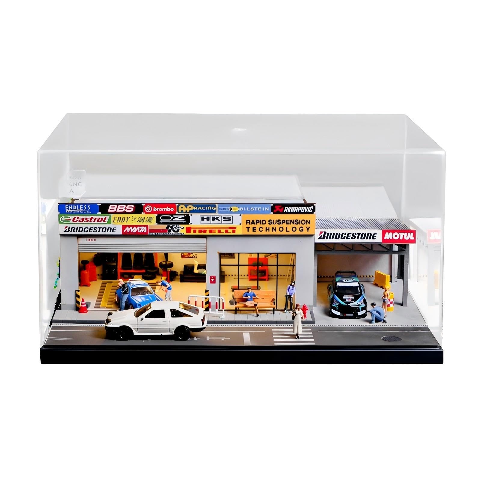 Amazon.com: 1:64 Scale Model Garage Model with dust Cover, Lighted